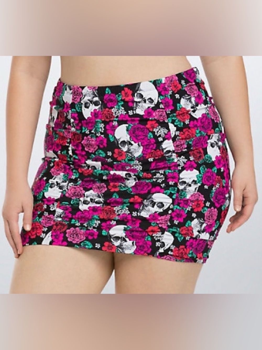 Torrid Magenta Skull & Floral Swim Skirt - Plus Size 4X